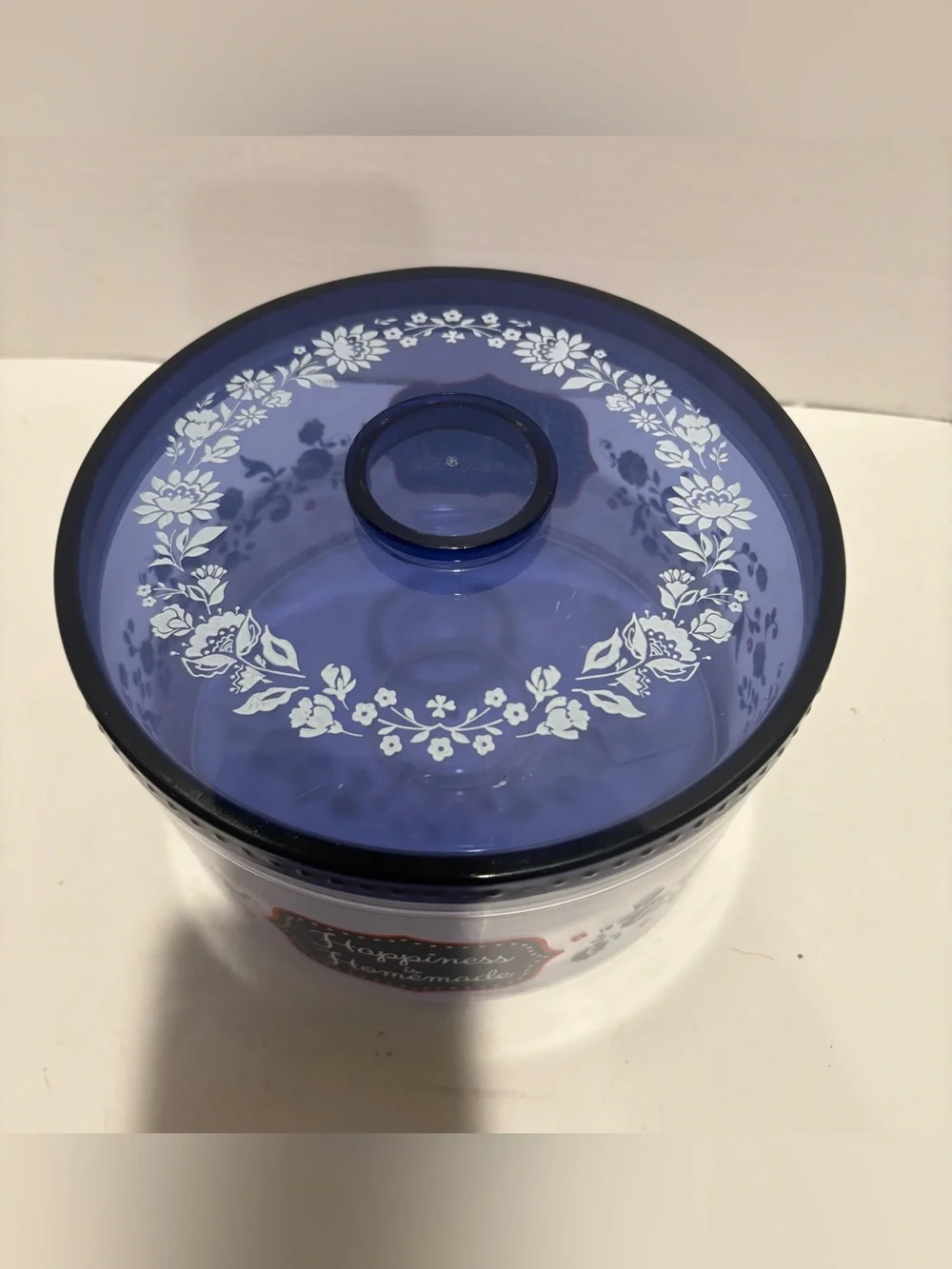 The Pioneer Woman Navy and Clear 'Happiness is Homemade' Storage Canister